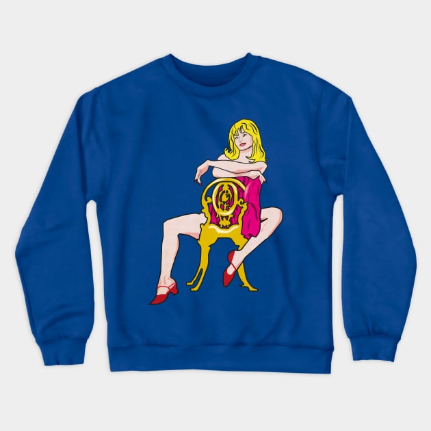 Retro Pop Art Style Girl Illustration Crewneck Sweatshirt by Raimondi